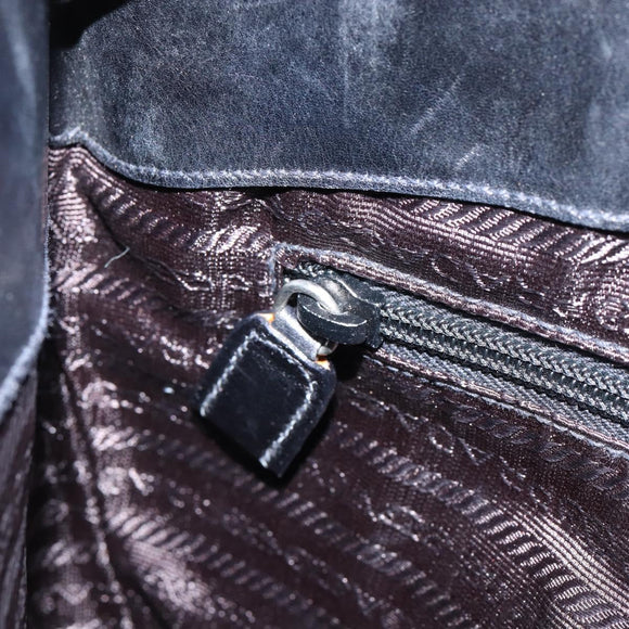 PRADA Shoulder Bag Leather Black Silver Auth 153057