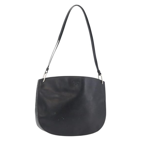 PRADA Shoulder Bag Leather Black Silver Auth 153057