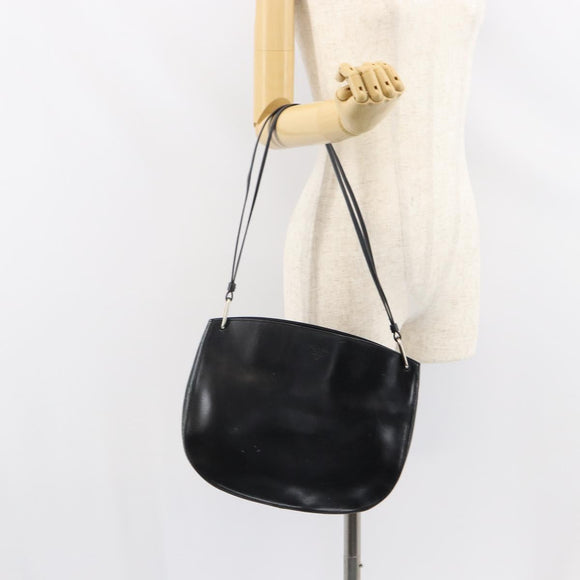 PRADA Shoulder Bag Leather Black Silver Auth 153057