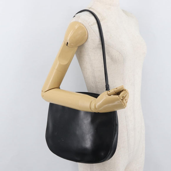 PRADA Shoulder Bag Leather Black Silver Auth 153057