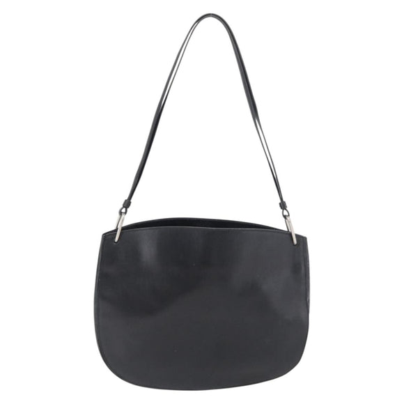 PRADA Shoulder Bag Leather Black Silver Auth 153057
