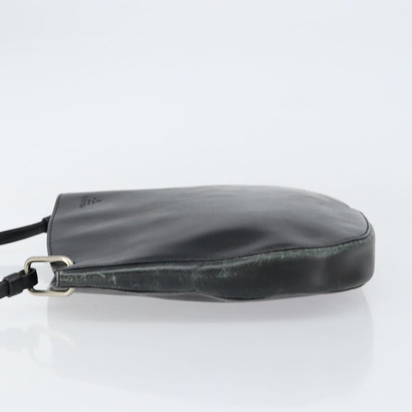 PRADA Shoulder Bag Leather Black Silver Auth 153057