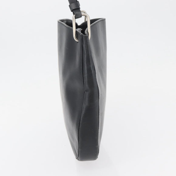 PRADA Shoulder Bag Leather Black Silver Auth 153057