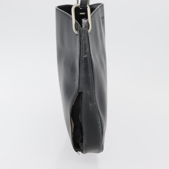 PRADA Shoulder Bag Leather Black Silver Auth 153057