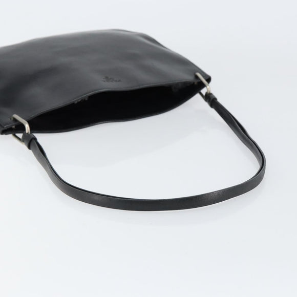 PRADA Shoulder Bag Leather Black Silver Auth 153057