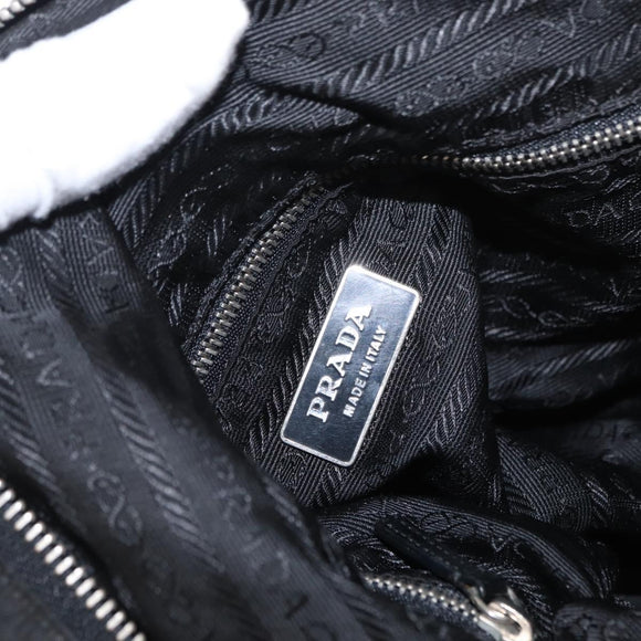 PRADA Shoulder Bag Nylon Black Silver Auth 153058