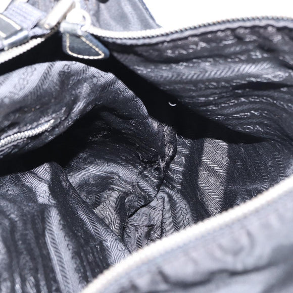 PRADA Shoulder Bag Nylon Black Silver Auth 153058