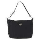 PRADA Shoulder Bag Nylon Black Silver Auth 153058-13