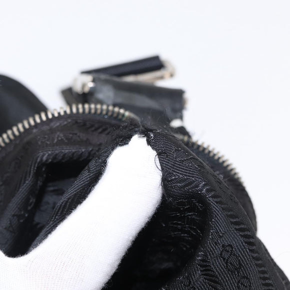 PRADA Shoulder Bag Nylon Black Silver Auth 153058