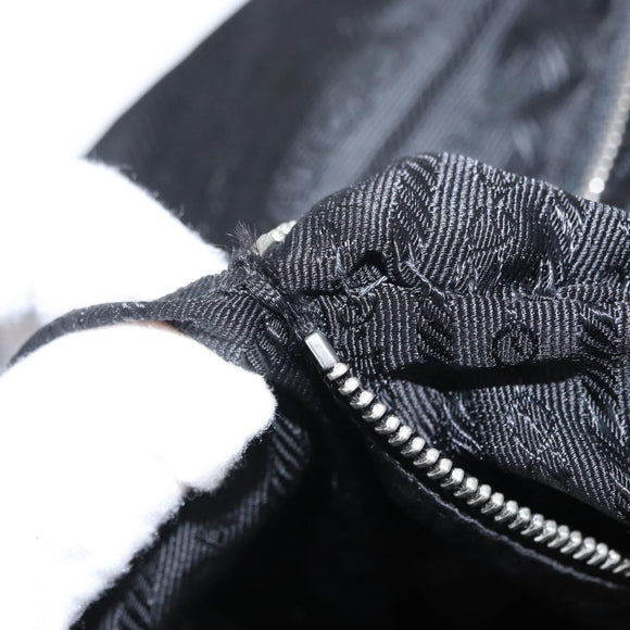 PRADA Shoulder Bag Nylon Black Silver Auth 153058