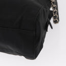 PRADA Chain Shoulder Bag Nylon Black Silver Auth 153059-16