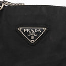 PRADA Chain Shoulder Bag Nylon Black Silver Auth 153059-17