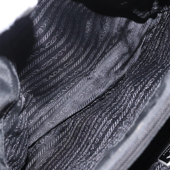 PRADA Chain Shoulder Bag Nylon Black Silver Auth 153059