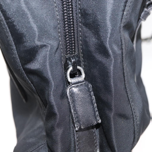 PRADA Chain Shoulder Bag Nylon Black Silver Auth 153059