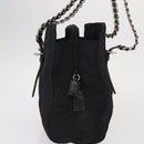 PRADA Chain Shoulder Bag Nylon Black Silver Auth 153059-4