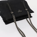 PRADA Chain Shoulder Bag Nylon Black Silver Auth 153059-6