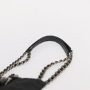 PRADA Chain Shoulder Bag Nylon Black Silver Auth 153059-8