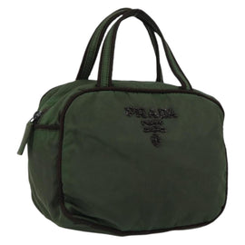 PRADA Hand Bag Nylon Green Auth 153060