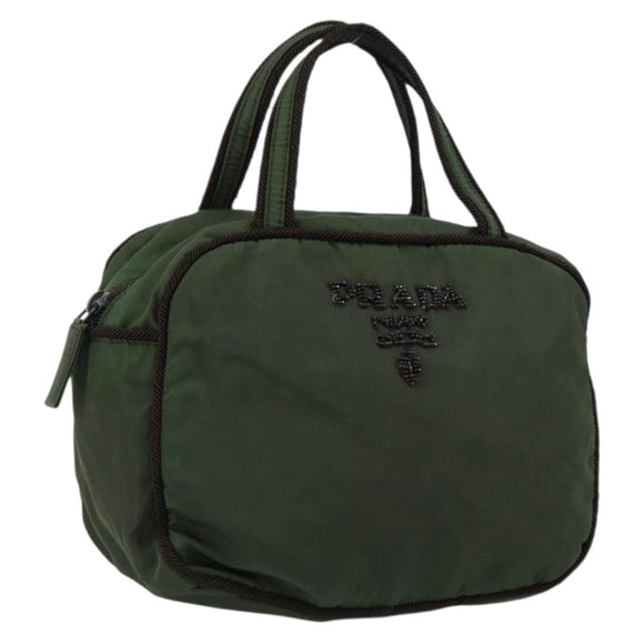 PRADA Hand Bag Nylon Green Auth 153060