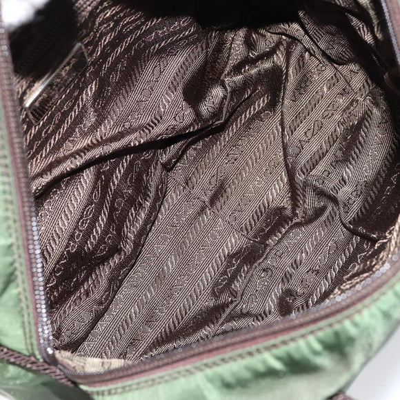 PRADA Hand Bag Nylon Green Auth 153060