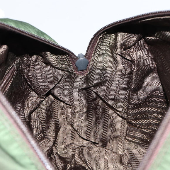 PRADA Hand Bag Nylon Green Auth 153060