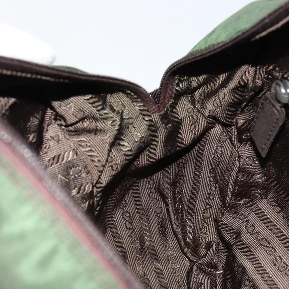 PRADA Hand Bag Nylon Green Auth 153060