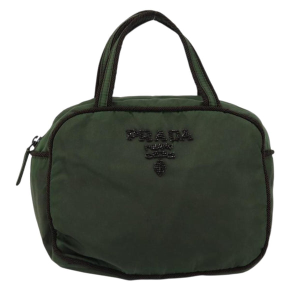 PRADA Hand Bag Nylon Green Auth 153060