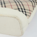 BURBERRY Nova Check Shoulder Bag Canvas White Silver Auth 153062-9