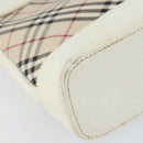 BURBERRY Nova Check Shoulder Bag Canvas White Silver Auth 153062-14