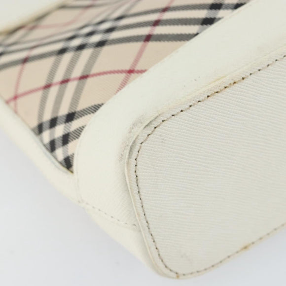BURBERRY Nova Check Shoulder Bag Canvas White Silver Auth 153062