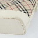 BURBERRY Nova Check Shoulder Bag Canvas White Silver Auth 153062-15