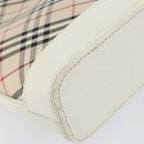 BURBERRY Nova Check Shoulder Bag Canvas White Silver Auth 153062-16