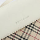 BURBERRY Nova Check Shoulder Bag Canvas White Silver Auth 153062-17