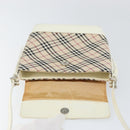 BURBERRY Nova Check Shoulder Bag Canvas White Silver Auth 153062-10