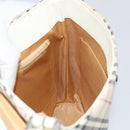 BURBERRY Nova Check Shoulder Bag Canvas White Silver Auth 153062-18