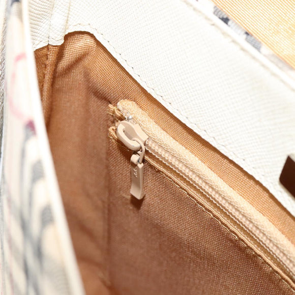 BURBERRY Nova Check Shoulder Bag Canvas White Silver Auth 153062