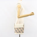 BURBERRY Nova Check Shoulder Bag Canvas White Silver Auth 153062-22