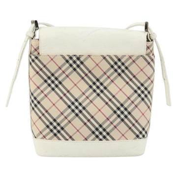 BURBERRY Nova Check Shoulder Bag Canvas White Silver Auth 153062 - 0
