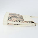 BURBERRY Nova Check Shoulder Bag Canvas White Silver Auth 153062-3