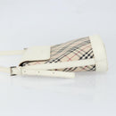 BURBERRY Nova Check Shoulder Bag Canvas White Silver Auth 153062-4