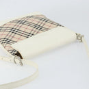 BURBERRY Nova Check Shoulder Bag Canvas White Silver Auth 153062-6