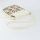 BURBERRY Nova Check Shoulder Bag Canvas White Silver Auth 153062-7