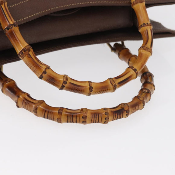 GUCCI Bamboo Tote Bag Leather Brown Gold 002 2853 0260 0 Auth 153064