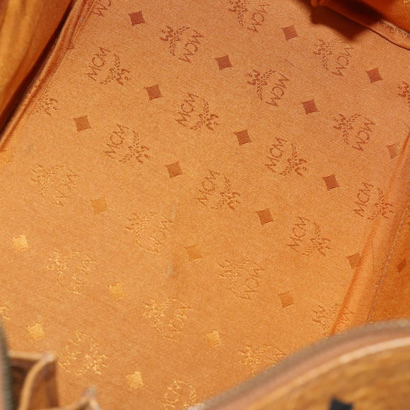 MCM Logogram Vicetos Boston Bag PVC Leather Brown Gold Auth 153065