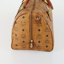 MCM Logogram Vicetos Boston Bag PVC Leather Brown Gold Auth 153065-5