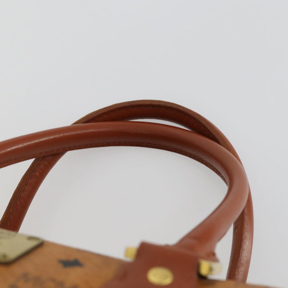 MCM Logogram Vicetos Boston Bag PVC Leather Brown Gold Auth 153065