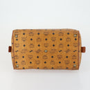 MCM Logogram Vicetos Boston Bag PVC Leather Brown Gold Auth 153065-9