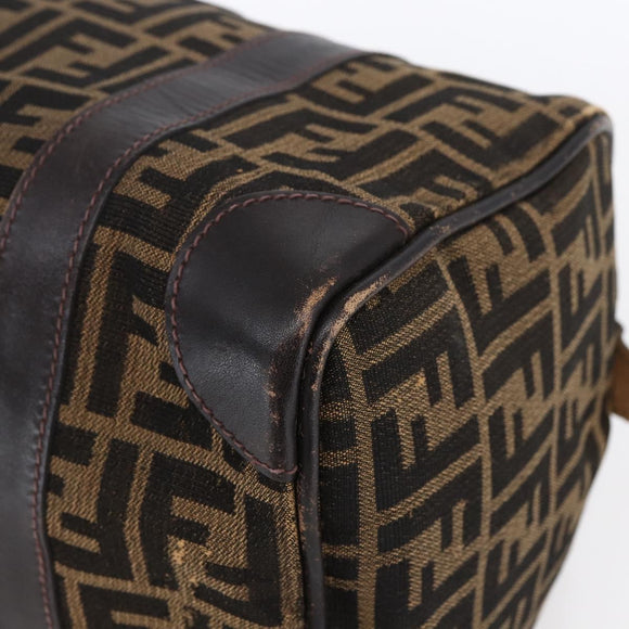 FENDI Zucca Canvas Hand Bag Vintage Black Brown Auth 153066
