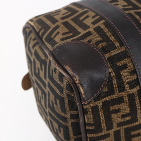 FENDI Zucca Canvas Hand Bag Vintage Black Brown Auth 153066
