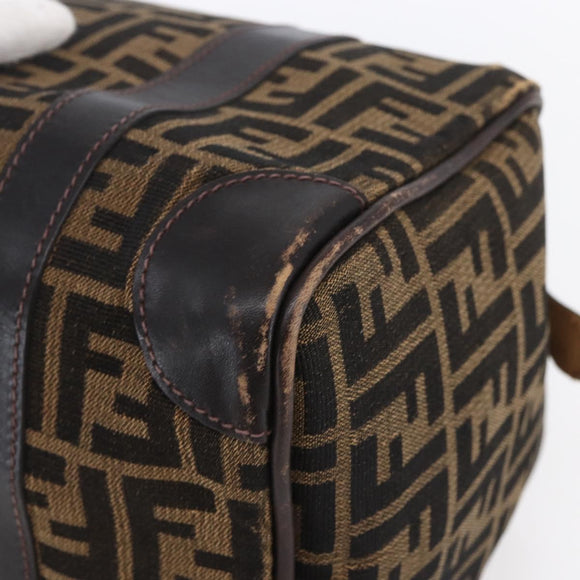 FENDI Zucca Canvas Hand Bag Vintage Black Brown Auth 153066